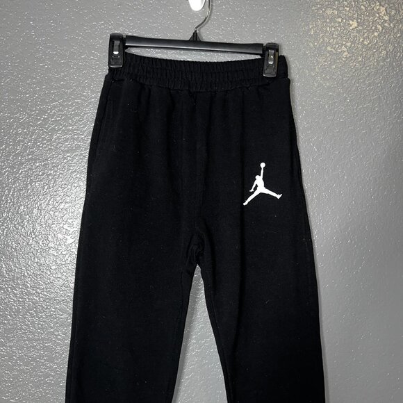 Kids Jordan Black Fleece Joggers Sweatpants Logo Adjustable Waist - Picture 4 of 7